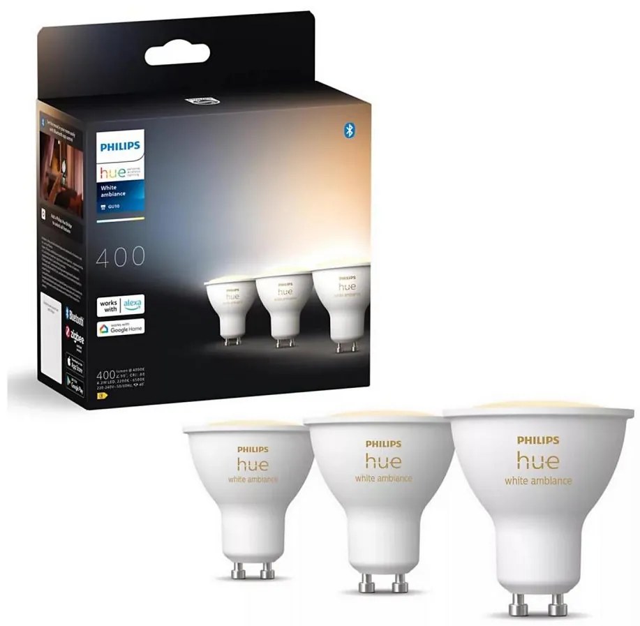 ZESTAW 3x LED Żarówka ściemnialna Philips Hue WHITE AMB. GU10/4,2W/230V 2200-6500K