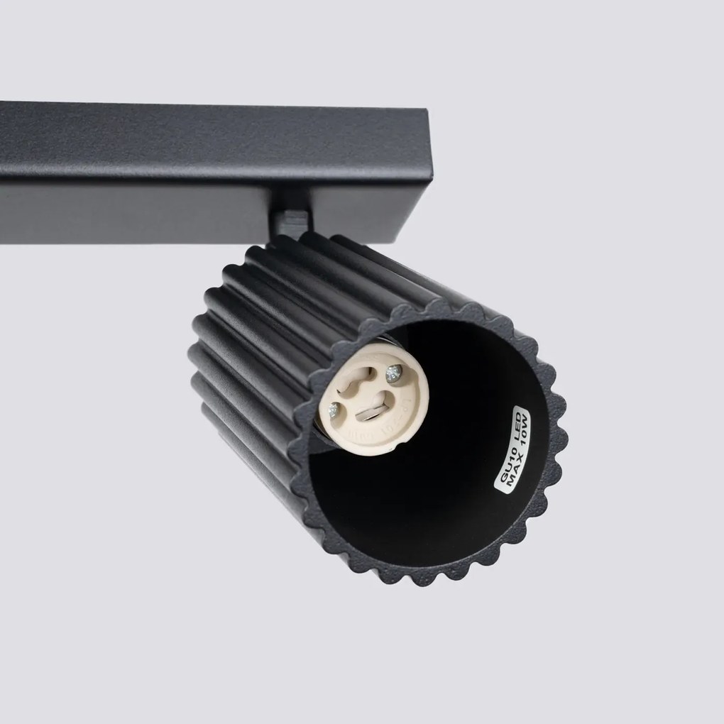 Listwa oświetleniowa 2-punktowa KARBON 2L czarna ryflowana SOLLUX  LIGHTING