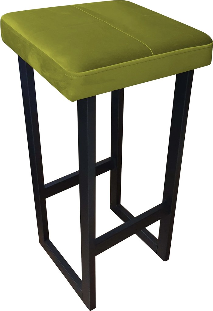 Hoker ALEX krzesło barowe tkanina Welur podstawa metalowa : Kolor Stelaża - Czarny , Kolor tkaniny - VELVET - BL75, Wysokość - 75 cm