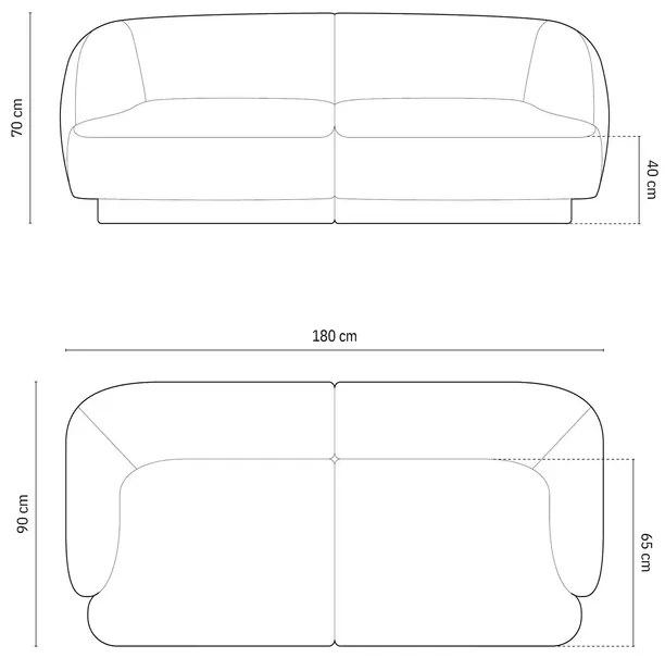 OUTLET Sofa 2-osobowa Szenil jasny beż 180/90/70 Miley od Micadoni