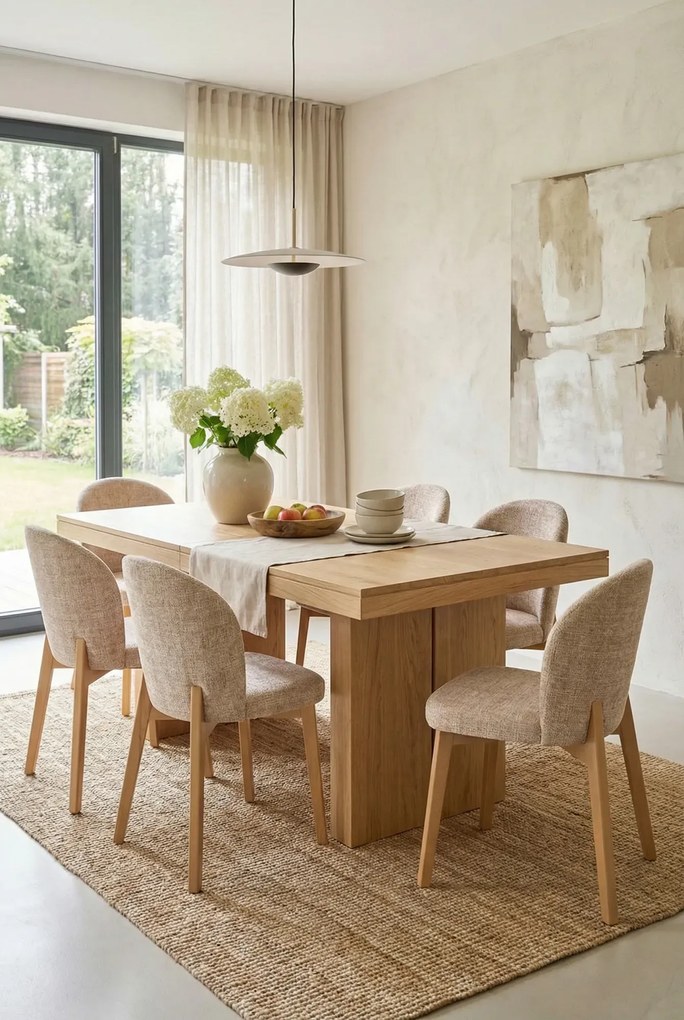 Drewniane krzesło tapicerowane dąb naturalny + beż F5-M03