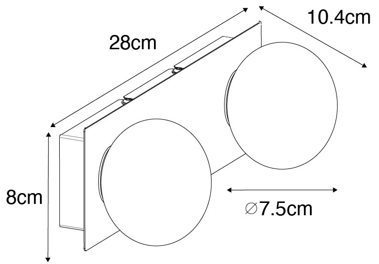Lampa ścienna złota 28 cm IP44 2-punktowa z włącznikiem - Cederic Nowoczesny Oswietlenie wewnetrzne