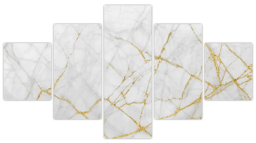Obraz - Biało - złoty marmur (125x70 cm)