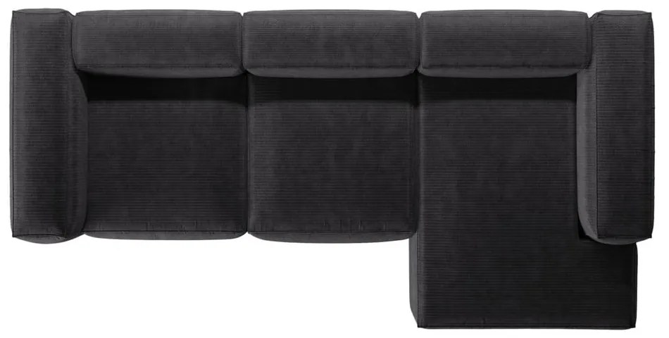 Ciemnoszary sztruksowy narożnik (prawostronny/z szezlongiem) Bergamo – Cosmopolitan Design