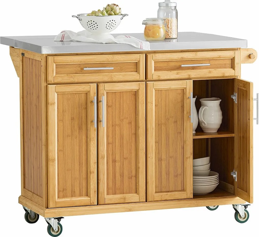 SoBuy Wyspa Kuchenna na Kółkach Barek Kuchenny Stolik Szafka FKW69-N