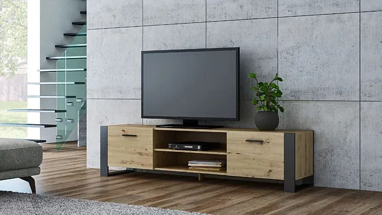 Nowoczesna szafka RTV dąb artisan 185 cm - Sonea