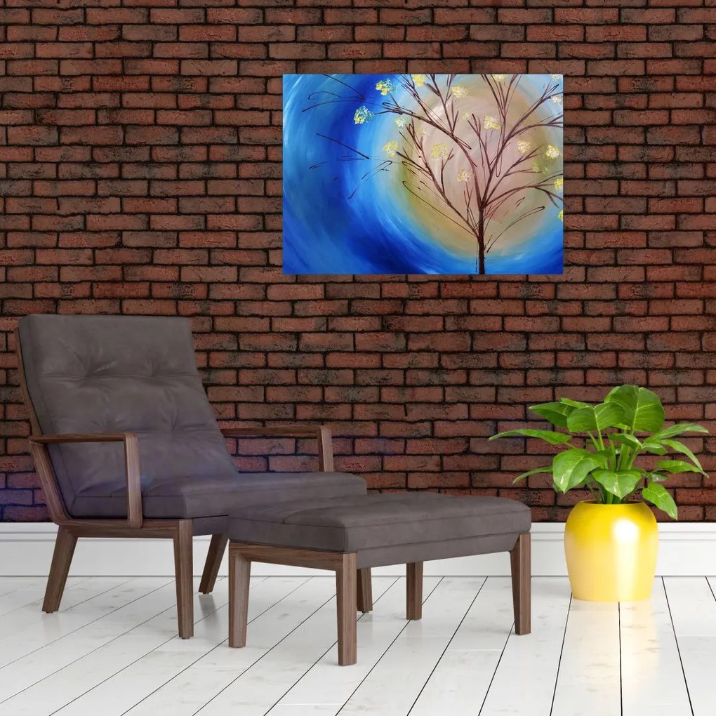 Obraz na szkle - Drzewo zakrywające słońce (70x50 cm)