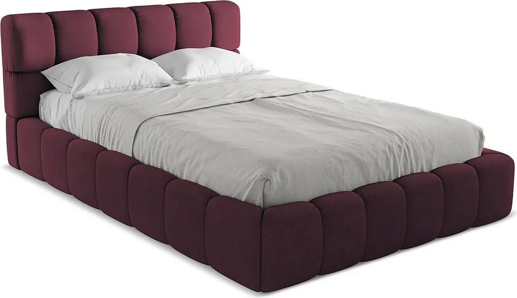 Łóżko 160 x 228 - z tkaniny szenilowej - bordo - NALU