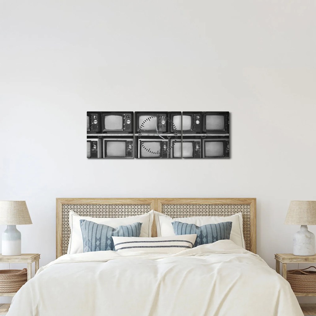 Obraz - Retro TV (z zegarem) (90x30 cm)