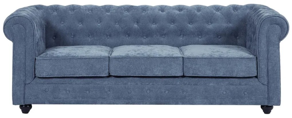 Kanapa 3-osobowa z niebieskiej tkaniny CHESTERFIELD