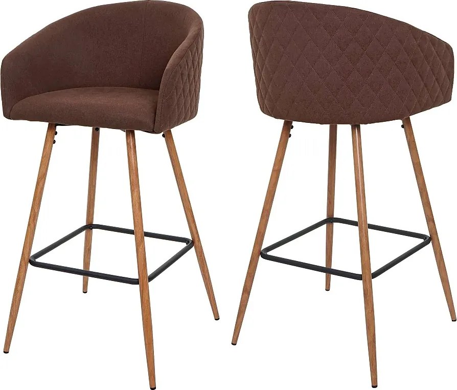 Stołek barowy MCW-D72 (zestaw 2 szt.),  tkanina/tekstylia, brązowy