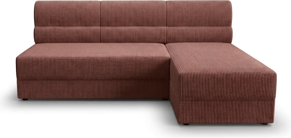 Rozkładana narożna sofa TAVERO SLIM 201x140 cm, ciemnoróżowa, uniwersalna
