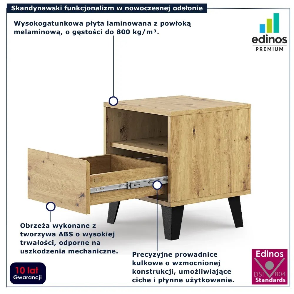 Szafka nocna na nóżkach z szufladą dąb artisan H9-C09