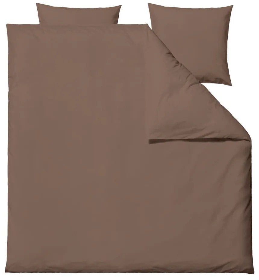 Brązowa pościel dwuosobowa z perkalu bawełnianego 200x220 cm Crisp – Södahl