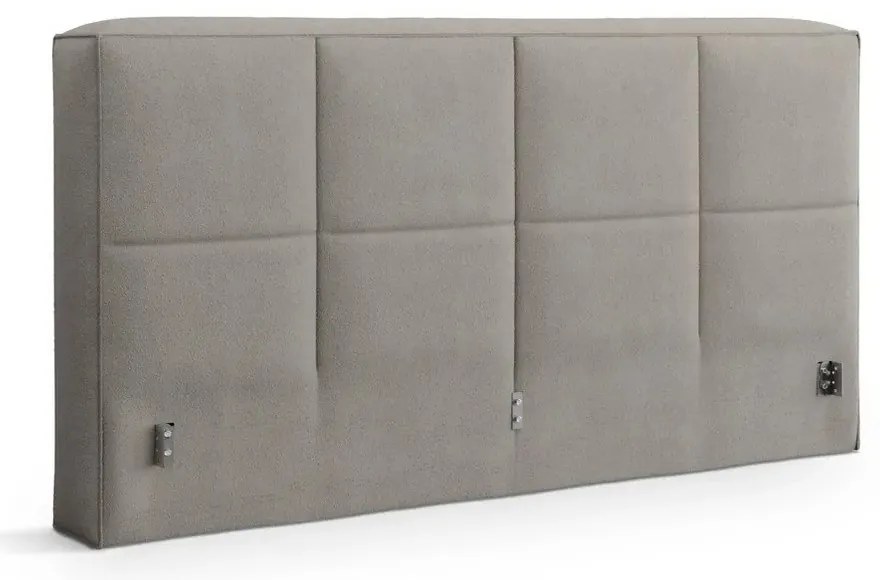 Jasnoszare tapicerowane łóżko dwuosobowe ze schowkiem ze stelażem 200x200 cm Simon Darren – Micadoni