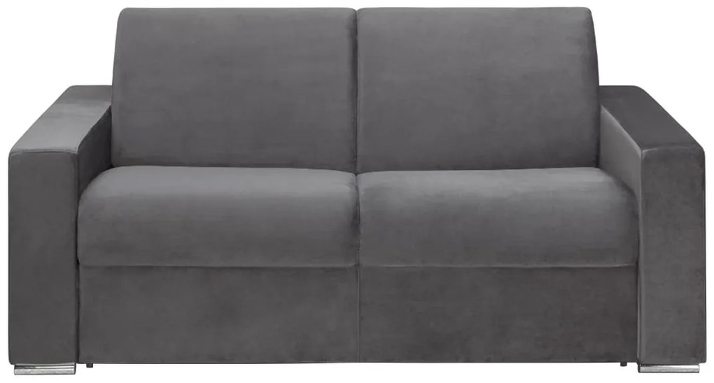 Kanapa 2-osobowa rozkładana z weluru CALITO - Kolor antracytowy - Łóżko 120 cm - Materac 22 cm