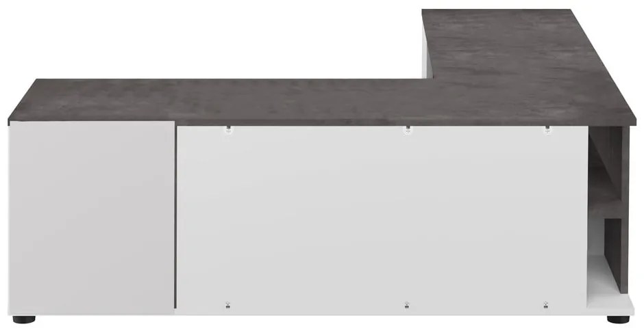 Biało-szara szafka pod TV w dekorze betonu 130x46 cm Angle – TemaHome