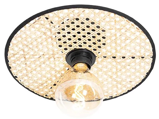 Rustykalna lampa sufitowa i ścienna czarna z rattanu 30 cm - KataKolonialny Oswietlenie wewnetrzne