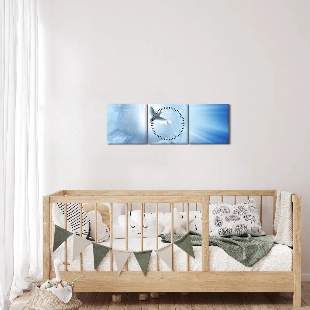 Obraz - Boska gołębica (z zegarem) (90x30 cm)
