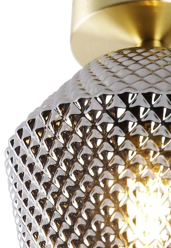 Lampa sufitowa w stylu art deco mosiądz z dymionym szkłem - Karce
