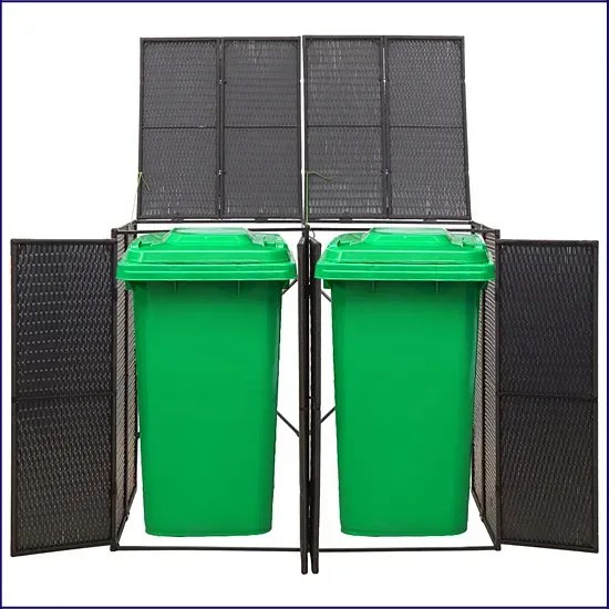 Czarna podwójna osłona na śmietniki ogrodowe T8-R75