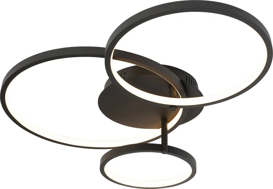 Inteligentna lampa sufitowa czarna 3-światłowa z pilotem - Rondas