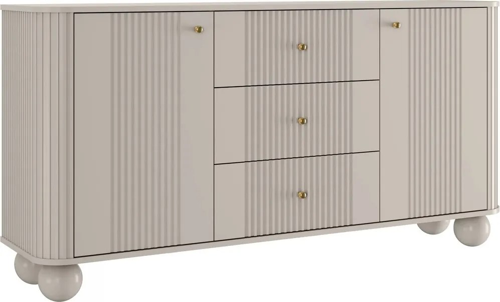 Komoda Vesper 160 cm z szufladami na kulach - kaszmir / złote uchwyty / nogi kule