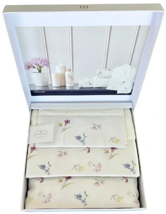 Podarunkowy zestaw ręczników BROCADE, 3 szt Biały Zestaw (ręcznik 30x50cm, ręcznik 50x100cm, ręcznik 75x150cm)
