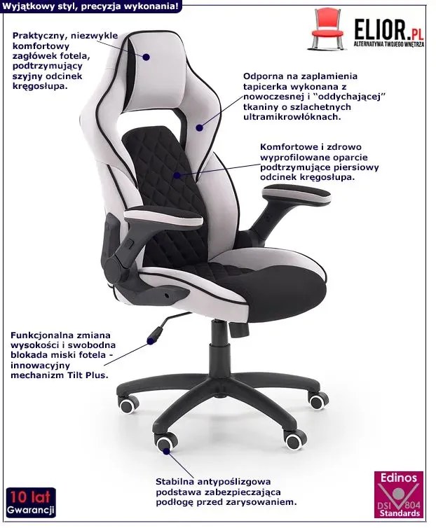 Fotel gabinetowy Sonet - czarny + popielaty