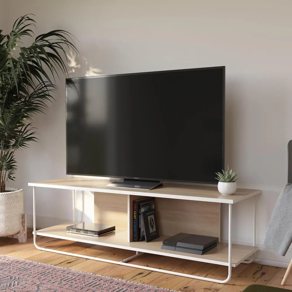 Szafka pod TV w dekorze brzozy 153x48 cm Dante – Queer Eye