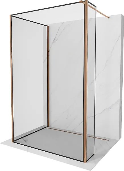 Mexen Kioto ścianka prysznicowa Walk-in 130 x 110 x 30 cm, czarna ramka, różowe złoto - 800-130-110-221-60-70-030