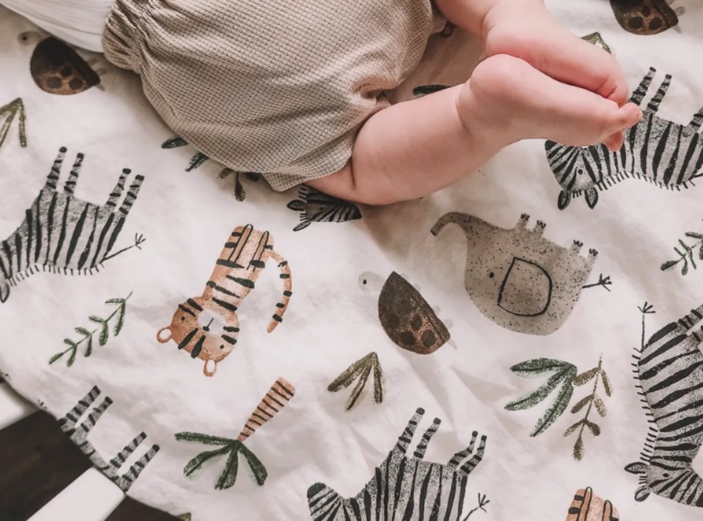 PrzytulneMieszkanie.pl PrzytulneMieszkanie.pl Pościel krepa do łóżeczka Renforcé JUNGARI kremowa Rozmiar pościeli: 45 x 65 cm | 90 x 140 cm