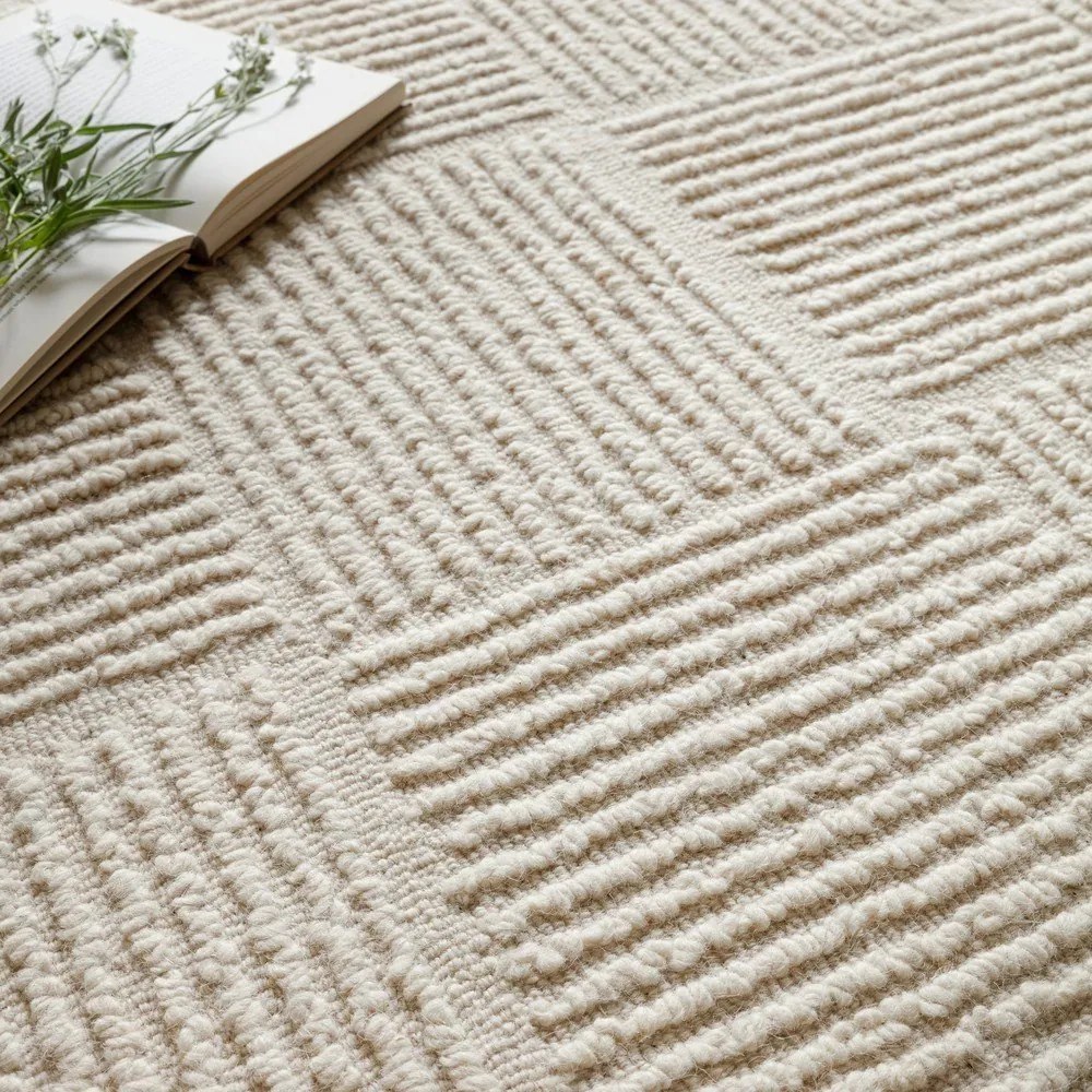 Wełniany dywan tkany ręcznie w kolorze kości słoniowej 120x170 cm Zennith Grid – Asiatic Carpets