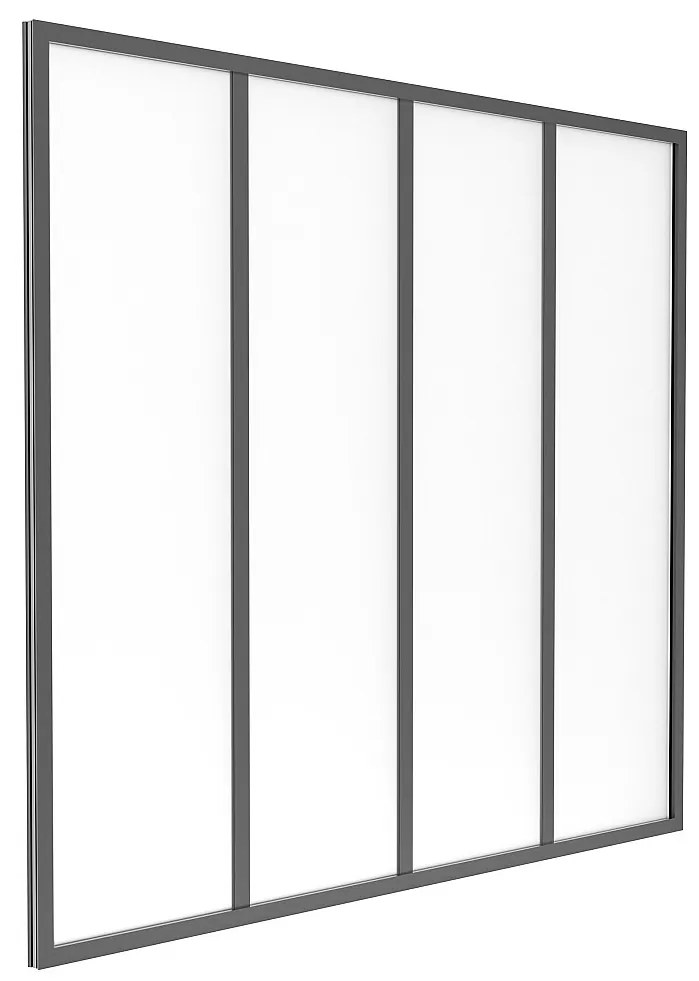 Przeszklona ścianka z aluminium malowanego proszkowo i matowego szkła - 120 x 105 cm - Czarny - BAYVIEW