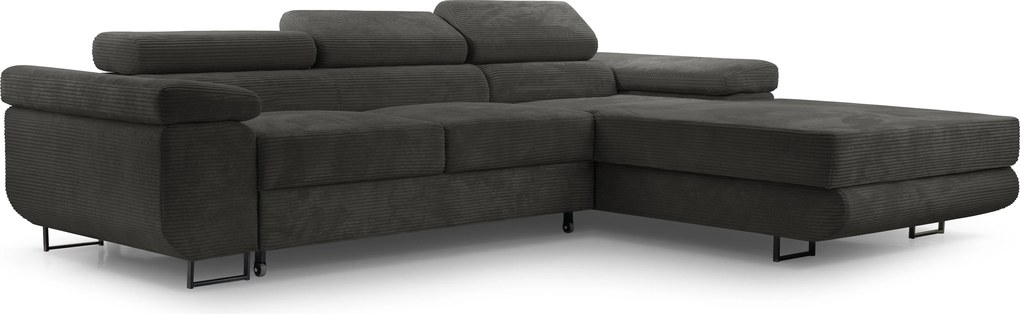 Masseno Narożnik GIULIO z funkcją spania i pojemnikiem na pościel Narozniki L, Rozkładana sofa - Szary, POSO 34