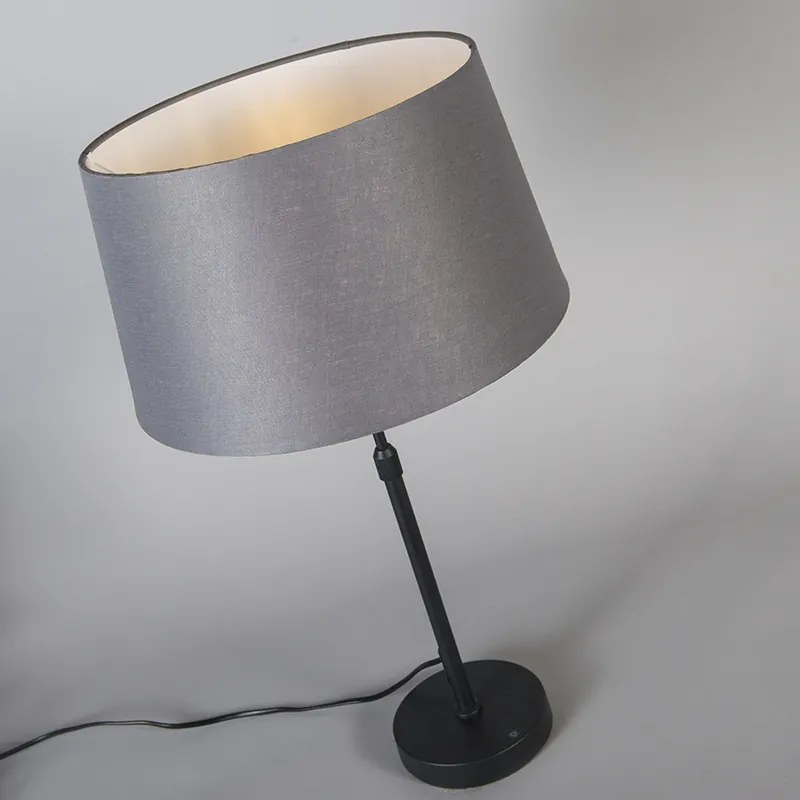 Lampa stołowa czarna z szarym kloszem 35 cm regulowana - Parte Nowoczesny Oswietlenie wewnetrzne