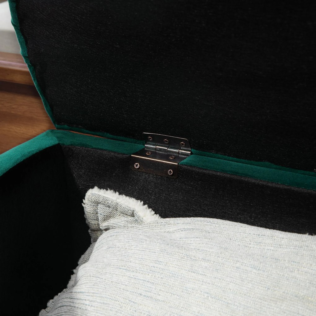 HOMCOM Stołek z miejscem do przechowywania, 2-w-1, wyściełany, z pokryciem z aksamitu, hydrauliczne amortyzatory, 120 x 46 x 42 cm, Niebieski