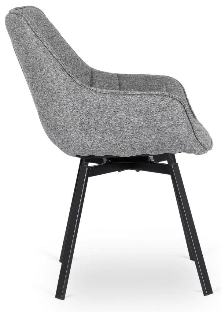 Krzesło Tapicerowane Obrotowe do Salonu LUNA 2 Szare Nowoczesne Loft