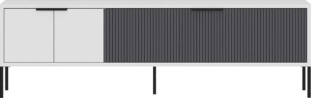 Szafka RTV – 150 cm x 45 cm x 30 cm – biała i antracytowa – płyta wiórowa