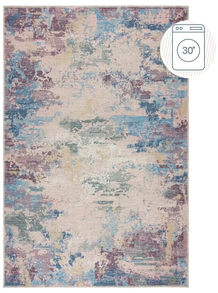 Niebiesko-fioletowy dywan z mieszanki włókien z recyklingu odpowiedni do prania 80x150 cm Reid – Flair Rugs
