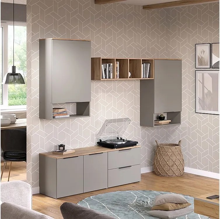 Ściana w salonie szary 80x40x50 wido