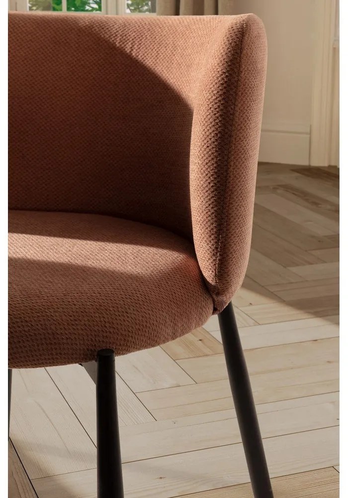 Brzoskwiniowe tapicerowane fotele jadalniane zestaw 2 szt. Ginny – MOME