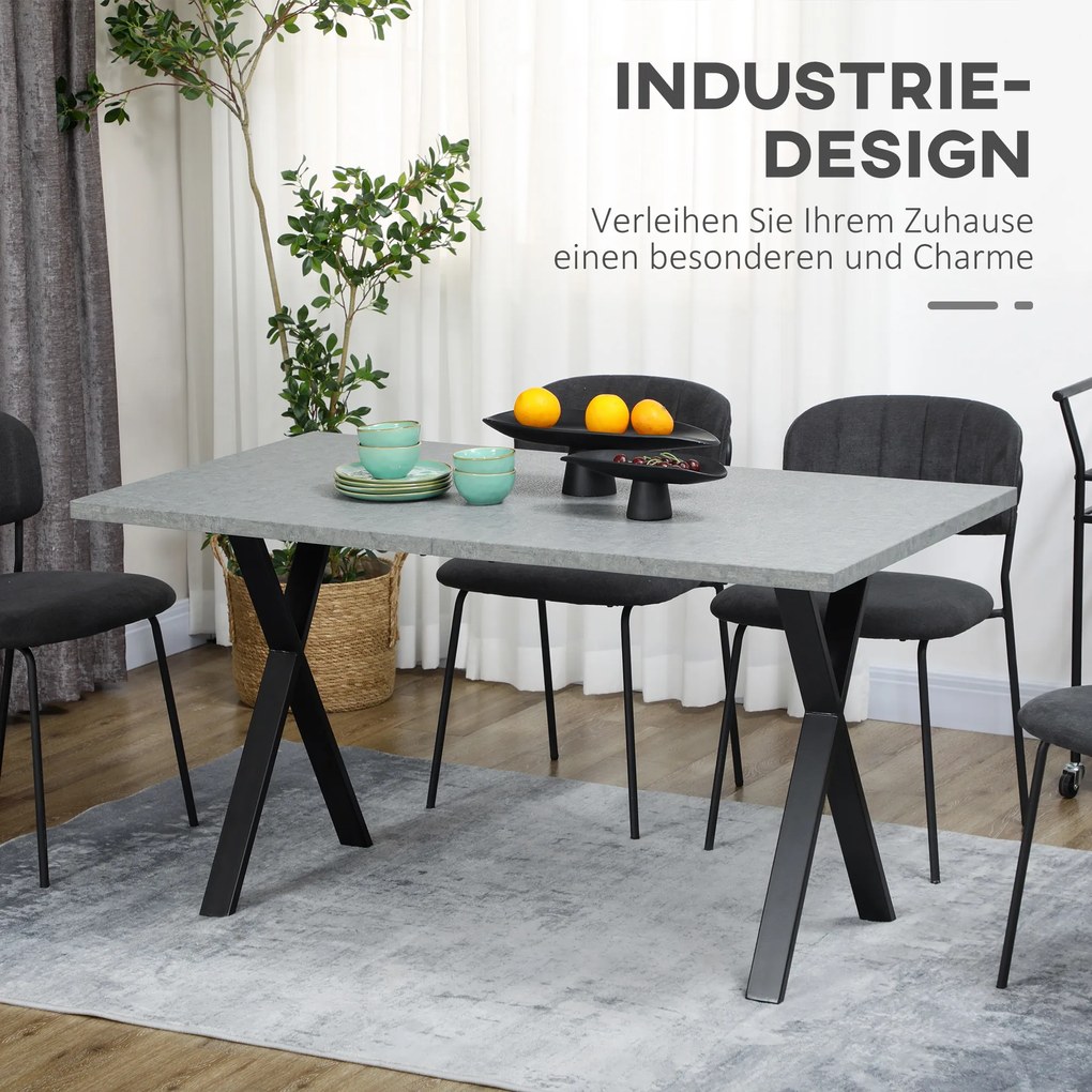 HOMCOM Stół Jadalniany Kuchenny z Wzorem Kamienia Elegancki Szary 140x80x76cm | Aosom PL
