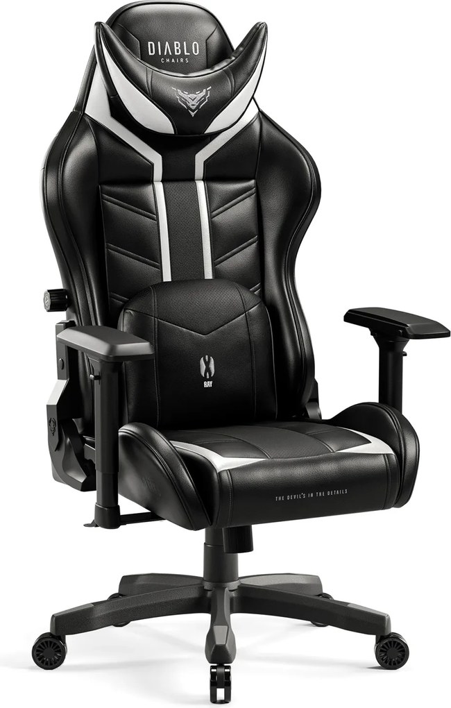 Fotel gamingowy Diablo X-Ray 2.0 Small Size, czarno-biały