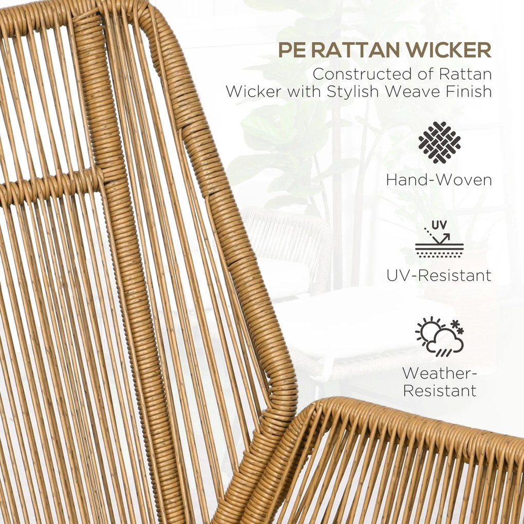 Outsunny Fotel ogrodowy i podnóżek z polirattanem, regulowane oparcie, jasny brąz/szary/czarny