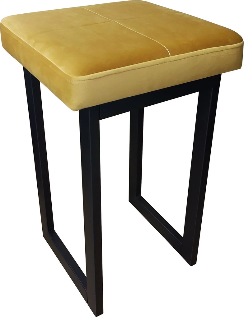 Taboret SOLID tkanina Welur stelaż metalowy STOŁEK LOFT : Kolor Stelaża - Czarny , Kolor tkaniny - VELVET - MG15, Typ tkaniny - Velvet, Wysokość - 45 cm