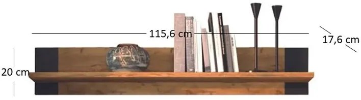 Półka ścienna dąb craft złoty - Kiraz 8X