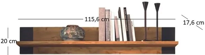 Półka ścienna dąb craft złoty T8-P23