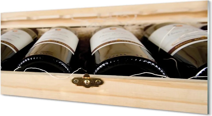 Panel szklany do Kuchni Butelki Wina w Skrzynce