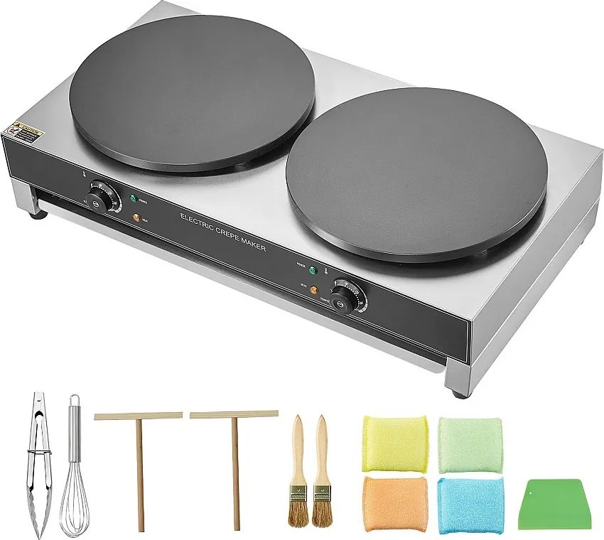 Gofrownica SucceBuy Elektryczna Maszyna do Naleśników 40,6 cm 3400 W Podwójna Głowica Komercyjna Gofrownica